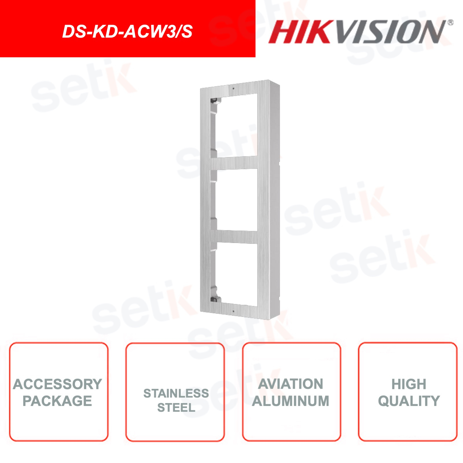 DS KD ACW3 S Módulo de pared Hikvision 3 módulos acero inoxidable