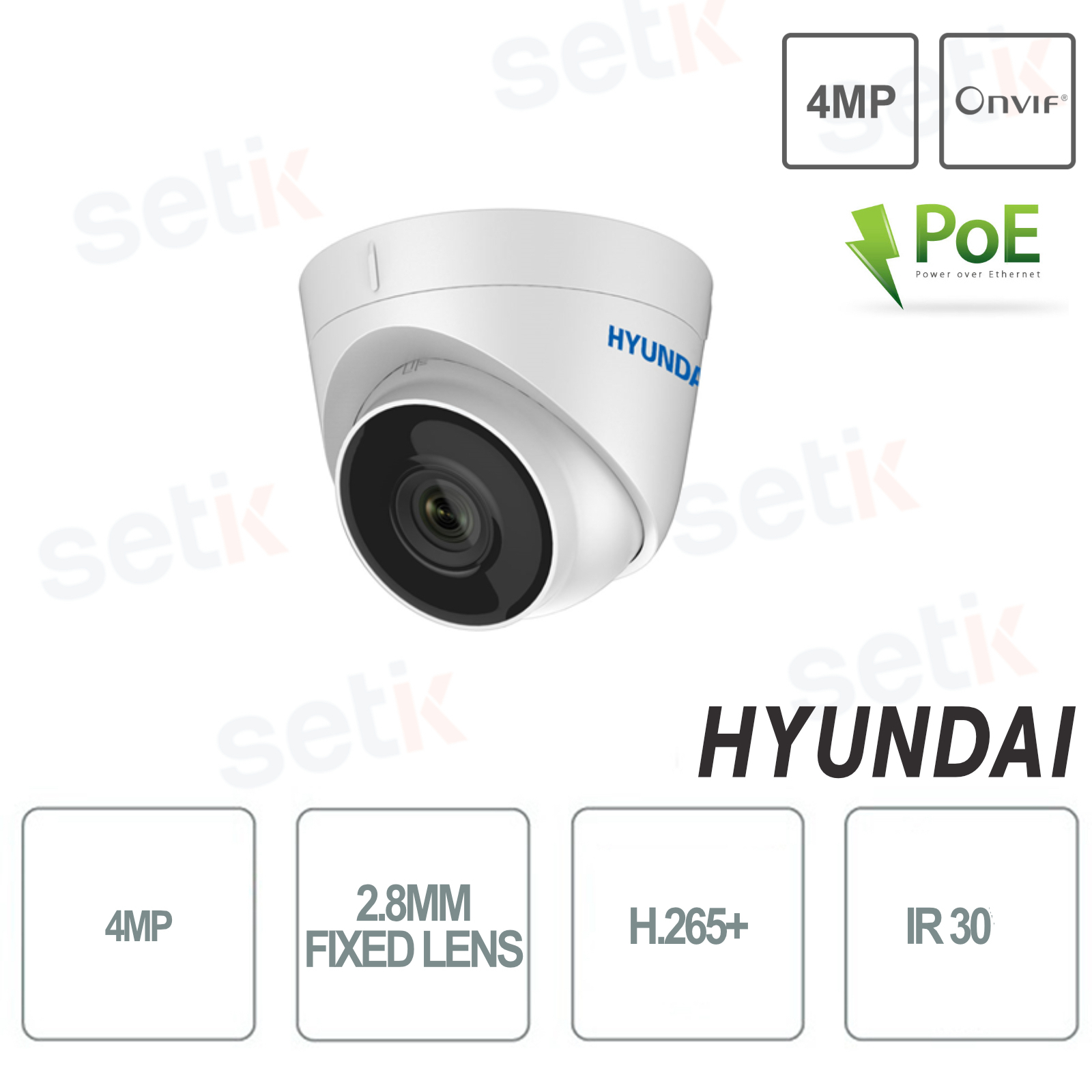 HYU 920 Hyundai Dome IP 4MP Fixed Lens 2 8mm Onvif IP67 IR30 Setik Biz