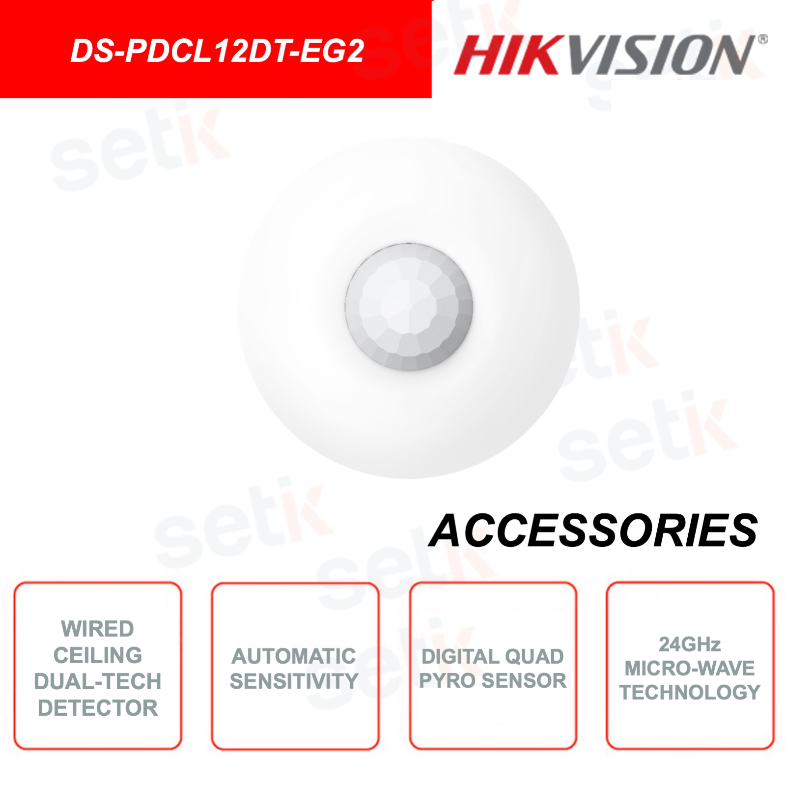 DS PDCL12DT EG2 Detector PIR de techo con tecnología dual Sensor de