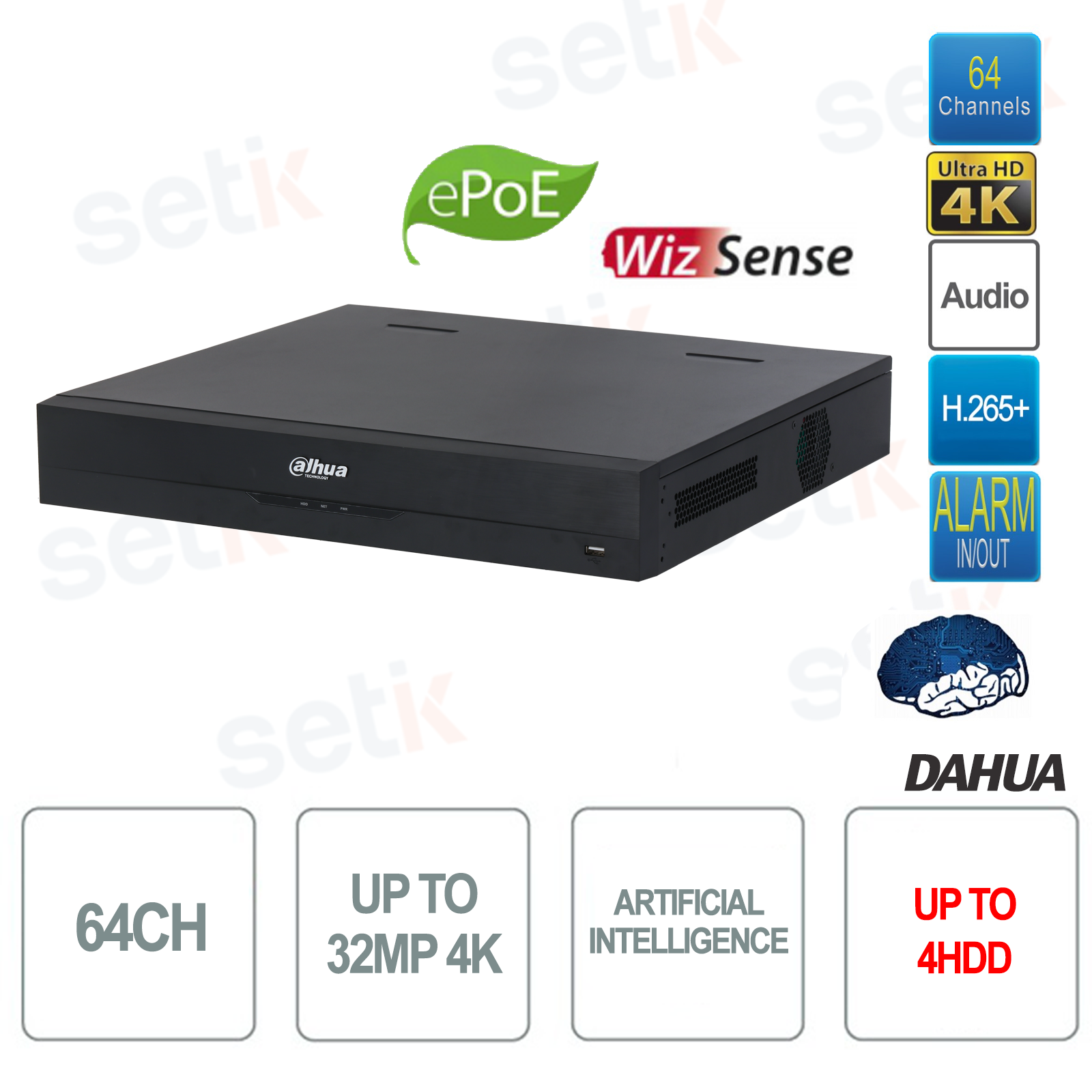 NVR5464 16P EI NVR IP ONVIF 64 Channels Up To 32MP Artificial