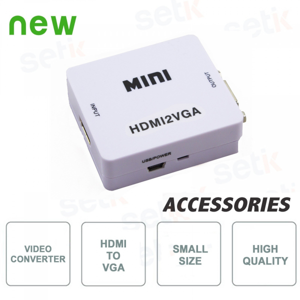 Mini convertidor de señal de video de HDMI a VGA - Setik