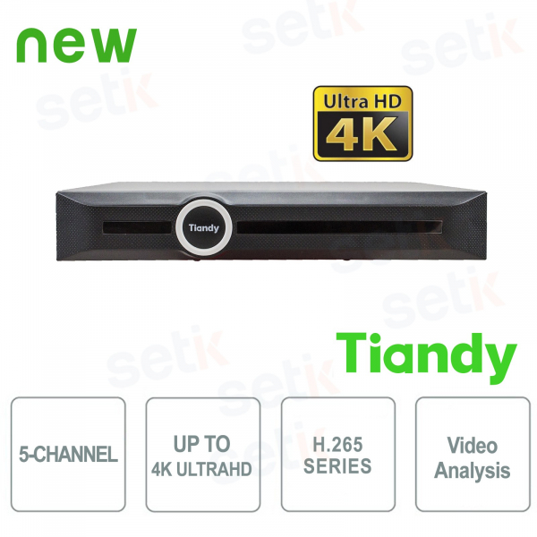 NVR 5 Canali 4K ULTRA-HD H.265 Video Analisi Smart Search e Recording - Tiandy
