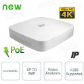 4K 4-channel IP NVR H.265 up to 8MP 1HDD PoE - Dahua