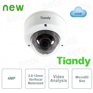 Caméra IP 4MP Dôme 2.8-12mm Motorisée Analyse Vidéo WDR - Tiandy