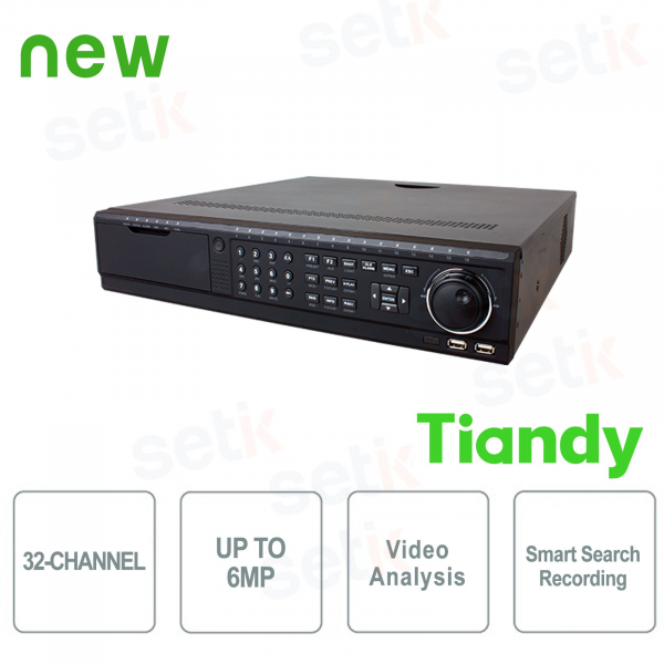 NVR 32 Channels 6MP 8HDD Video Analysis and Smart Search &amp; Recording - Tiandy