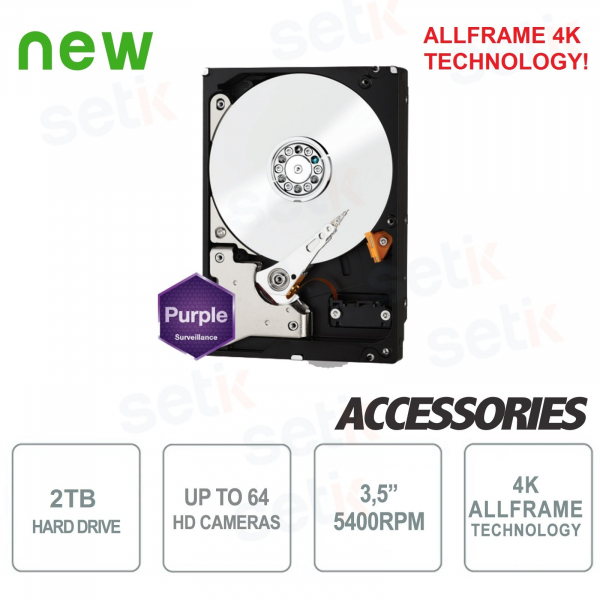 Hard Disk HD 2TB Audio Video SATA 3.5" AllFrame 4K - WD