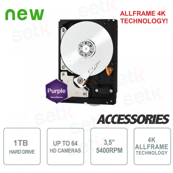 Hard Disk HD 1TB Audio Video SATA 3.5" AllFrame 4K - WD