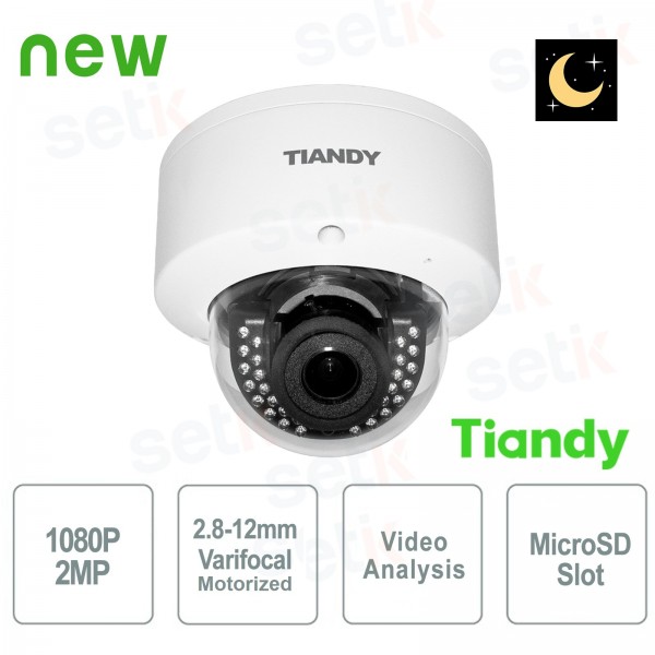 Telecamera IP 2MP Dome Starlight 2.8-12mm Motorizzata Video Analisi WDR - Tiandy