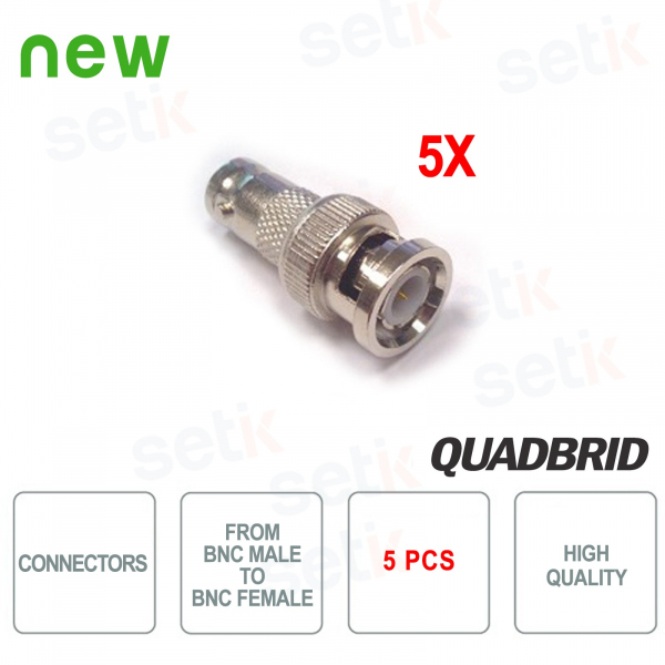 5X BNC Male to BNC Female connectors for CCTV
