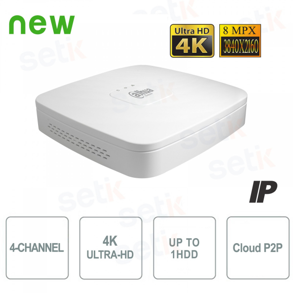 NVR IP 4K ULTRA-HD 4 Canaux 8MP 1HDD P2P - Dahua