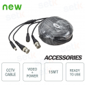 15MT Video Power Cable for CCTV