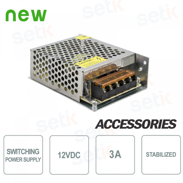 12V SWITCHING 3A POWER SUPPLY - STABILIZED - SETIK