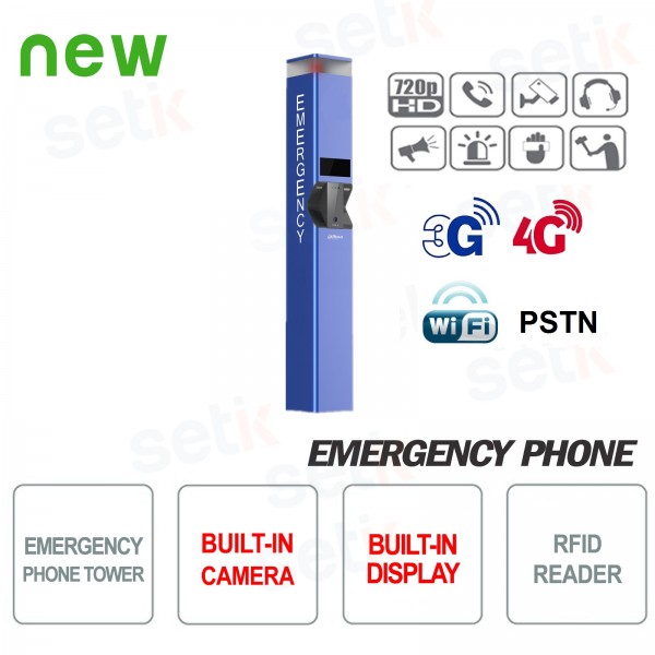 Colonne SOS de téléphone d'urgence avec caméra et écran Dahua