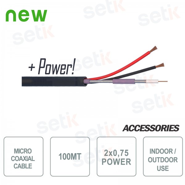 Compound Micro Coaxial Cable 100MT + 2X0,75 LSZH - Setik