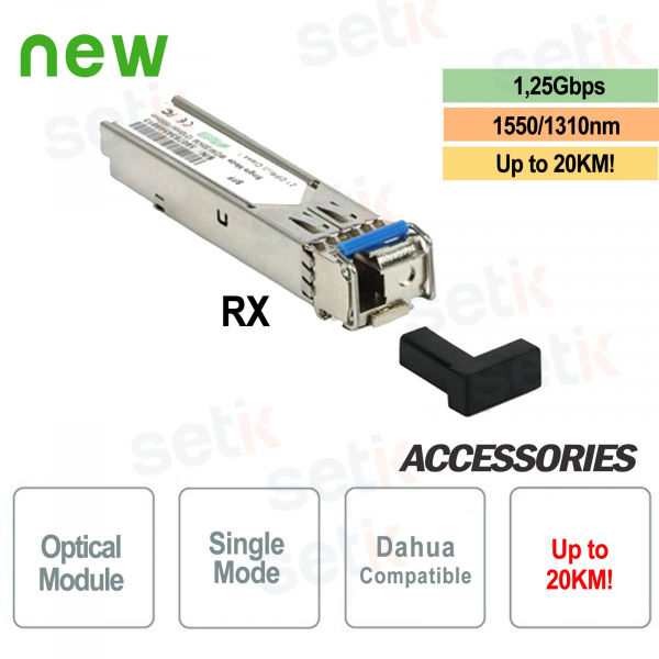 1.25G RX 1550nm / 1310nm 20KM LC Dahua fibre optique mono-modale
