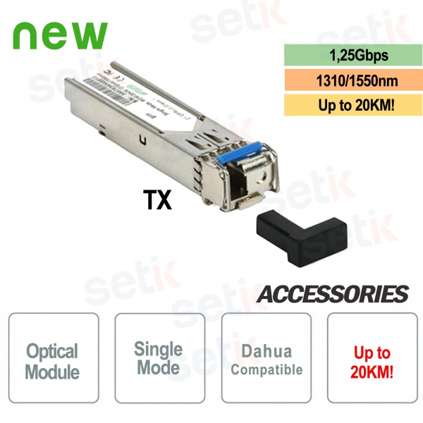 1.25G TX 1310nm / 1550nm 20KM LC Dahua fibre optique mono-modale