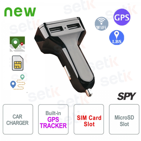 Caricabatterie per auto USB Dual con GPS Tracker Setik