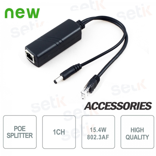 PoE Splitter 1Ch 15.4W for camera power supply - Setik