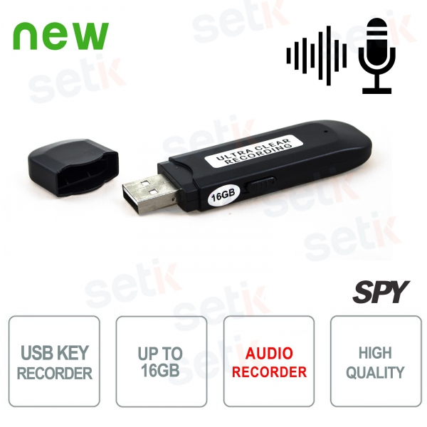Clé USB Espion 16GB - Enregistrement Audio 300h - Setik