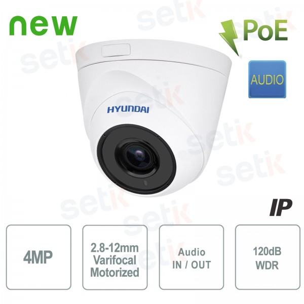 Caméra IP ONVIF®® PoE pour extérieur Hyundai 4 MP Dome IR motorisé Audio