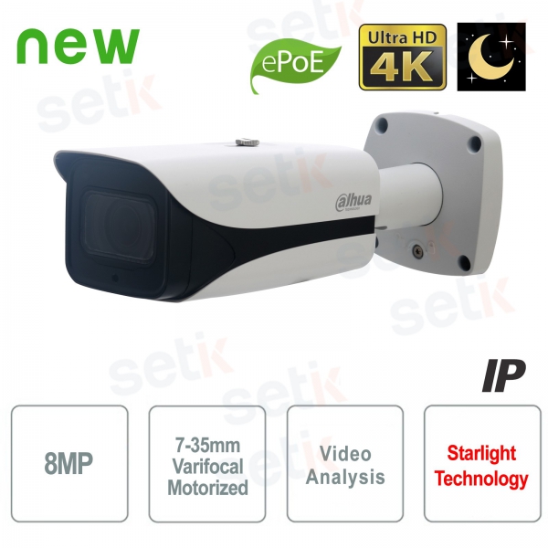 Cámara IP ONVIF® PoE 8MP 4K Starlight 7mm-35mm Dahua