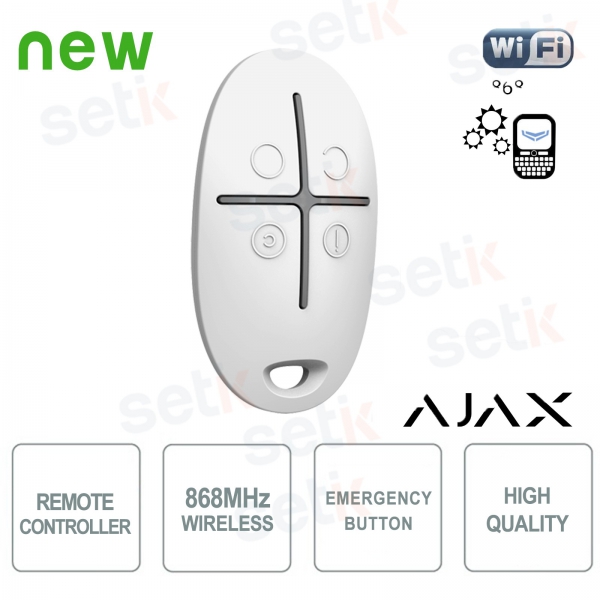 Ajax SpaceControl Jeweller White: Wireless Security Remote Control with 4 Buttons