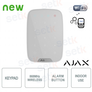 Ajax KeyPad Jeweller Bianco: Tastiera Wireless Touch con Codici Sicuri e Funzioni Antimanomissione