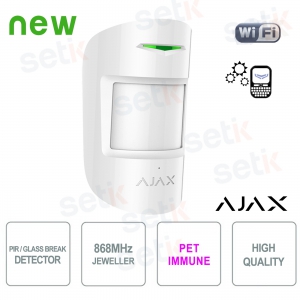 Sensor de movimiento y rotura de vidrio Ajax 868MHz Immune Pet