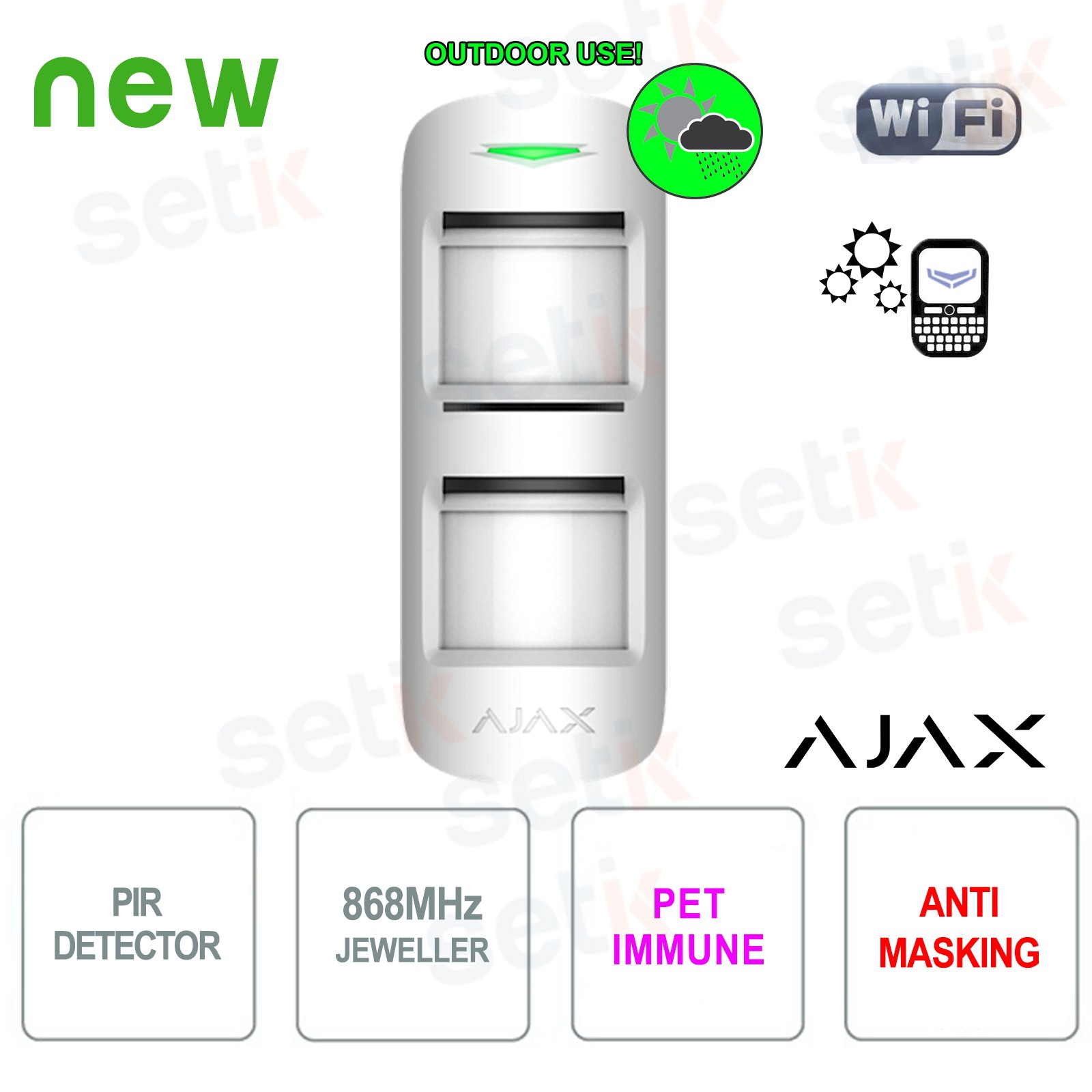 Detector de movimiento inalámbrico exterior Ajax MotionProtect Outdoor