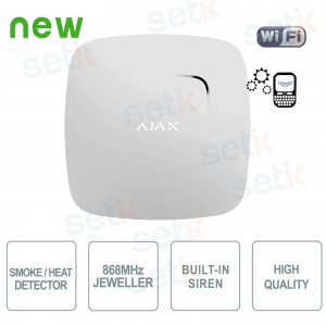 Ajax FireProtect Jeweller Bianco Rilevatore di Fumo e Calore Wireless con Allarme Integrato