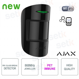 Sensor de movimiento y rotura de vidrio Ajax 868MHz Pet Immune Black Version