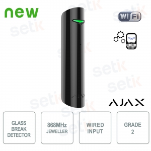 Sensor de rotura de vidrio inalámbrico Ajax 868MHz Versión negra