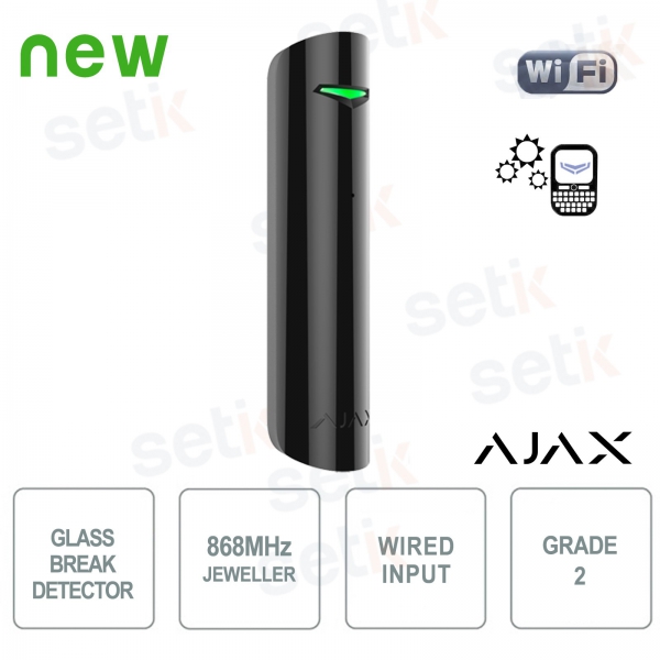 Ajax Sensore rottura vetri senza fili 868MHz Black Version