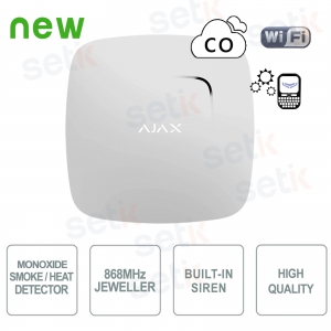Ajax FireProtect Plus Jeweller Bianco Rilevatore Fumo CO e Temperatura Wireless