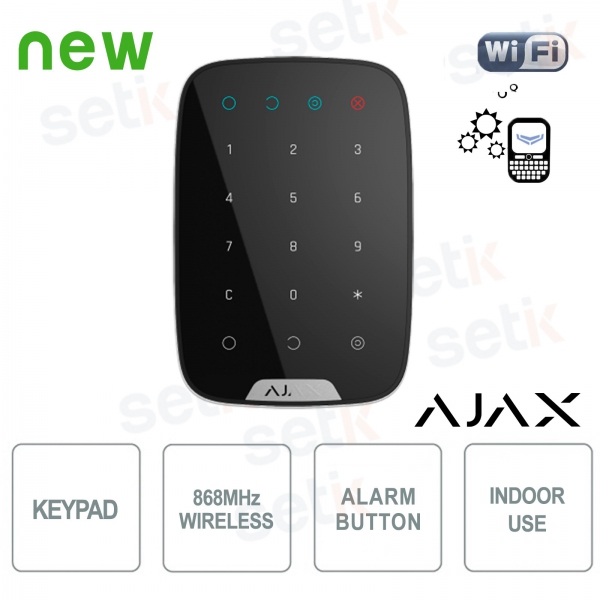 Ajax KeyPad Jeweler Black: Wireless Touch Keypad with Secure Codes and Tamper-Resistant Features