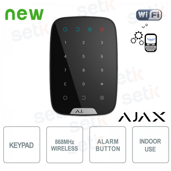 Ajax KeyPad Tastiera senza fili 868MHz a sfioramento Black