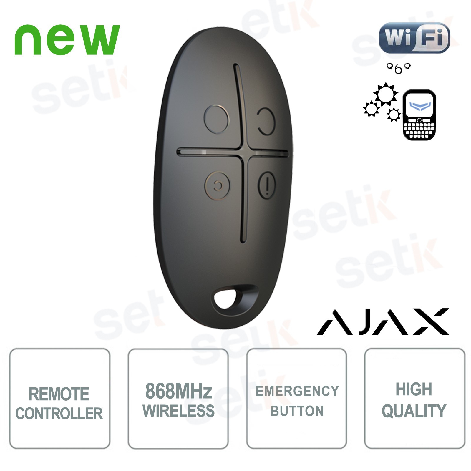 Ajax - Télécommande bidirectionnelle sans fil avec bouton d'alarme (Ajax  SpaceControl)