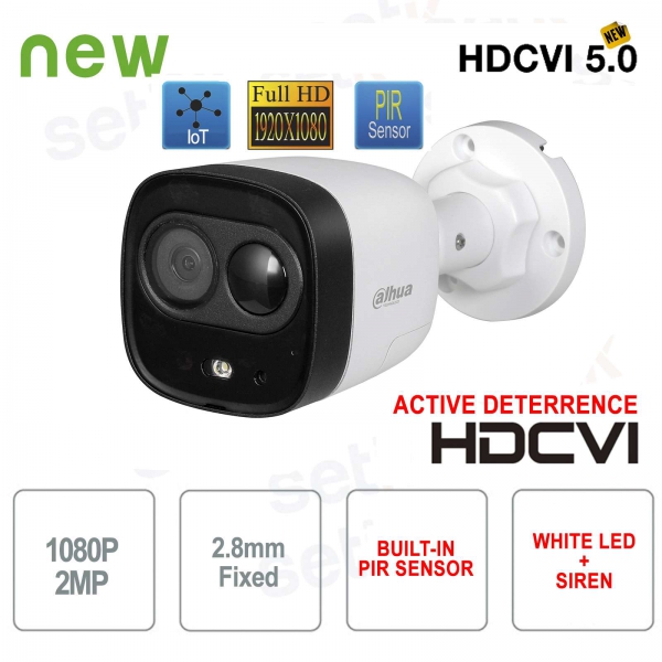 Caméra pour extérieur Dahua HD CVI 1080P PIR Dissuasion active  2.8mm