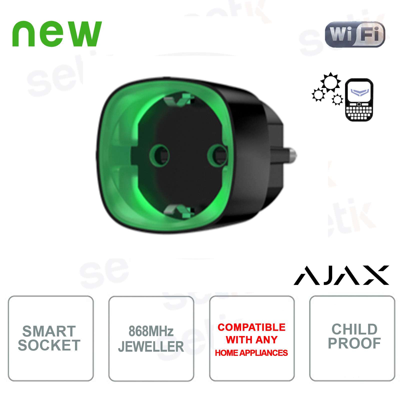 AJAX Socket is a wireless indoor smart plug with the power-consumption  meter for indoor use