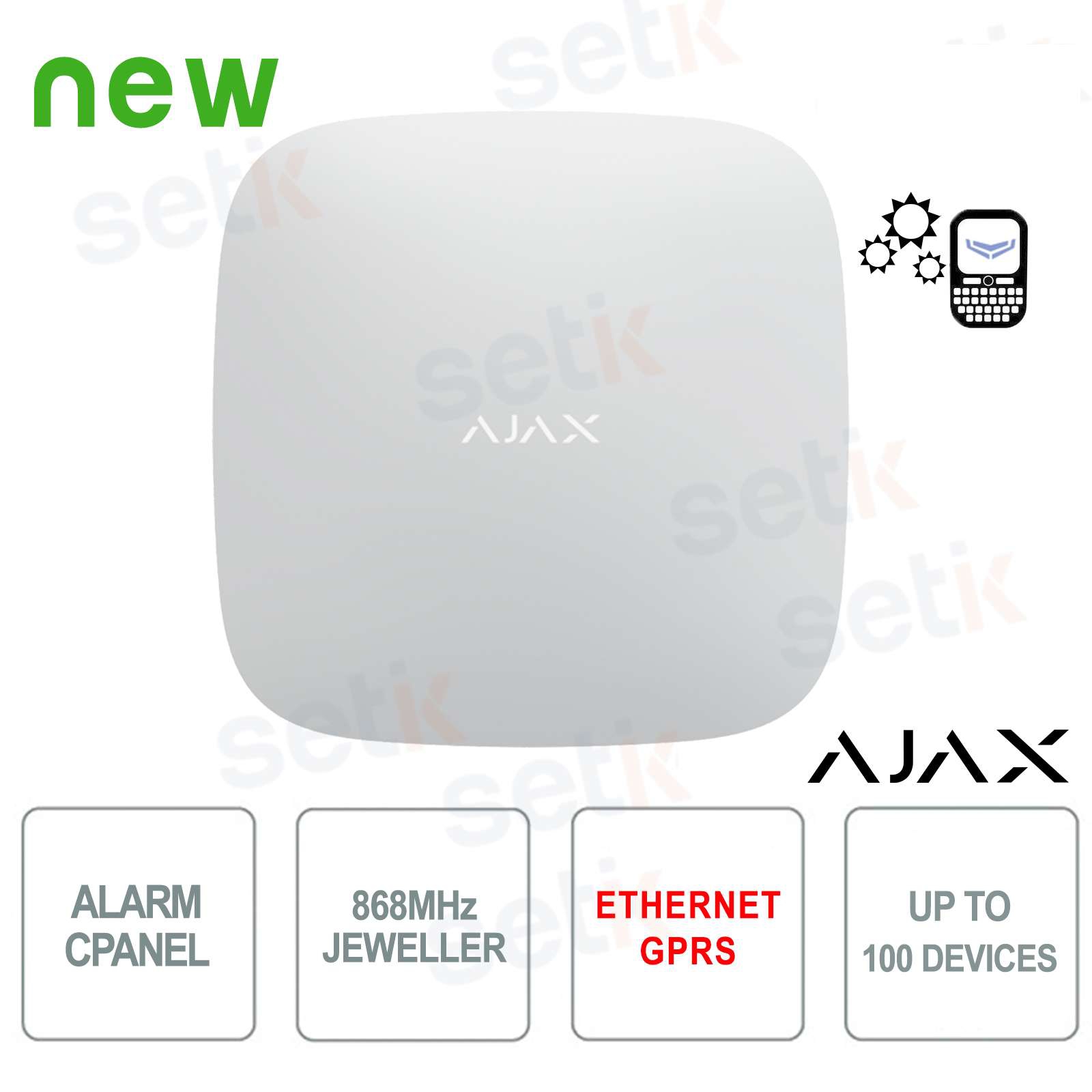 AJ-HUB-W - Ajax central HUB GPRS / LAN 868MHz 