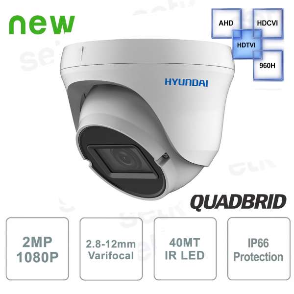 Cámara de video vigilancia Hyundai 2 MP 4 en 1 Domo 2.8-12 mm IR 40