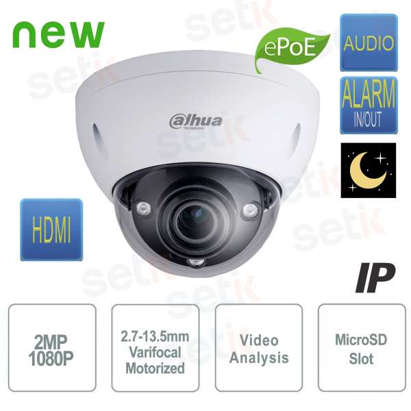 Telecamera IP 2MP Dahua con Ottica 2.7–13.5mm, HDMI, IR 50m e WDR