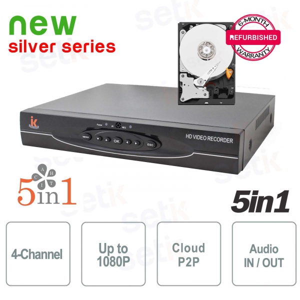 DVR 4 Channels 5in1 "AHD + TVI + CVI + ANALOG + IP"1080P Audio - Setik