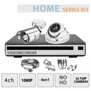 Kit Vidéosurveillance 4 Canaux 1080P 2 Caméras No Hd - Série Home - Setik