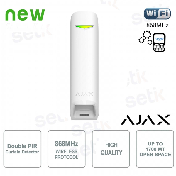Ajax MotionProtect Curtain Jeweller White: High-Precision 15m IR Curtain Sensor