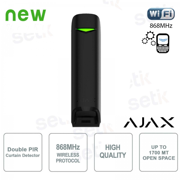 Ajax MotionProtect Curtain Jeweller Nero: Sensore a Tenda IR 15 m ad Alta Precisione