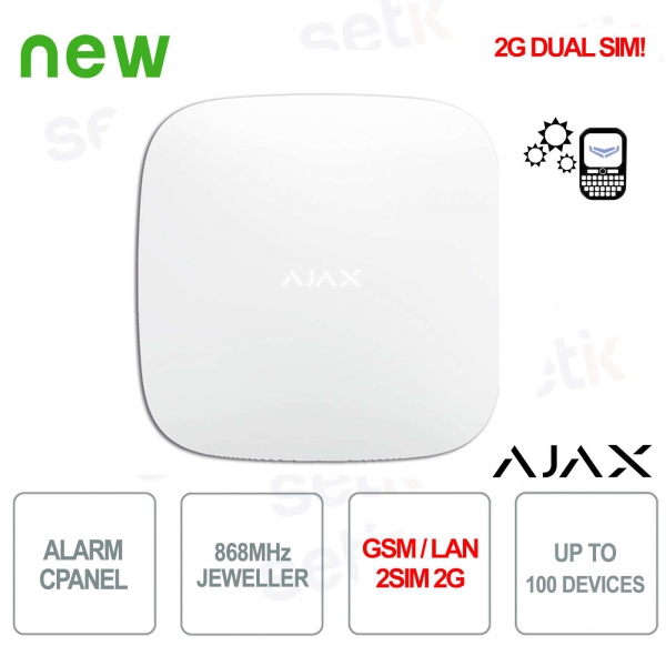 Panneau de commande d'alarme Ajax HUB 2 GPRS / LAN 868MHz 2SIM 2G
