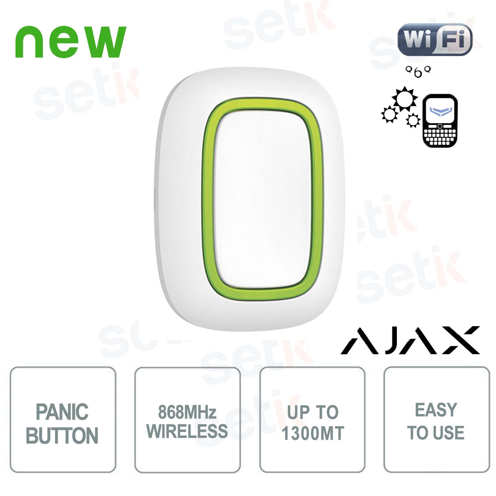 AJ-BUTTON-W - Ajax Panic Alarm Button 868Mhz - Setik.biz