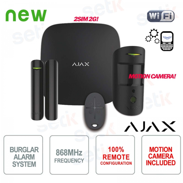 AJAX Wireless Wireless GPRS / Ethernet 2SIM 2G Black Version Kit de alarma profesional
