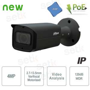 Caméra IP motorisée Dahua 4MP IR60 H.265 + WDR PoE + Dahua gris foncé